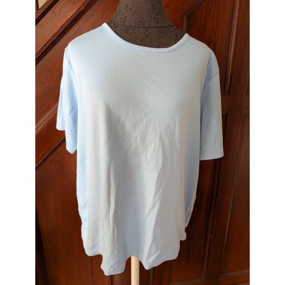 Ll Bean Womens Light Blue Short Sleeve T-Shirt 2X Plus 100% Cotton Casual Wear - Picture 1 of 6